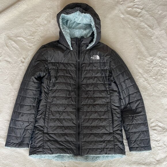 The North Face Girls' Mossbud Swirl Parka In Gray & Starlight Blue Size: XL (18) - Picture 5 of 11